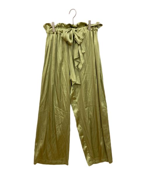 BASERANGE（ベースレンジ）BASERANGE (ベースレンジ) シルクサテンワイドパンツ グリーン サイズ:XSの古着・服飾アイテム