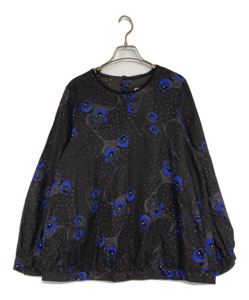 gasa*grue（ガサグルー）gasa*grue (ガサグルー) 総柄ブラウス ブラウン サイズ:Lの古着・服飾アイテム