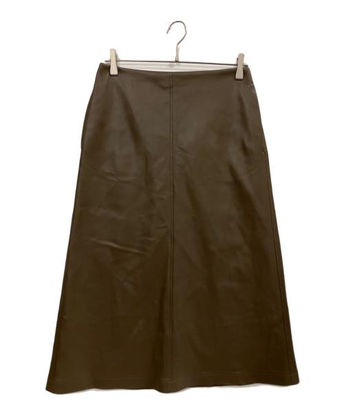 Demi-Luxe Beams（デミルクス ビームス）Demi-Luxe Beams (デミルクス ビームス) フェイクレザー フレアスカート ブラウン サイズ:38の古着・服飾アイテム