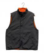 stussyステューシー）の古着「Sherpa Reversible VEST」｜ブラック×オレンジ