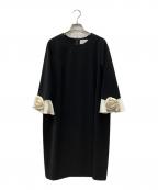 Audie a Musesオーディア ミューズ）の古着「フラワーモチーフスリーブワンピース」｜ブラック