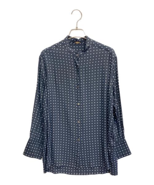 MUSE de Deuxieme Classe（ミューズ ドゥーズィエム クラス）MUSE de Deuxieme Classe (ミューズ ドゥーズィエム クラス) BINDA Silk ドットプリントシャツ ネイビー サイズ:FREEの古着・服飾アイテム
