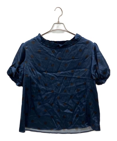 OLD ENGLAND（オールドイングランド）OLD ENGLAND (オールドイングランド) シルクサテンドットブラウス ネイビー サイズ:Freeの古着・服飾アイテム