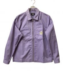 stussy（ステューシー）の古着「ZIP UP WORK SHIRT」｜パープル