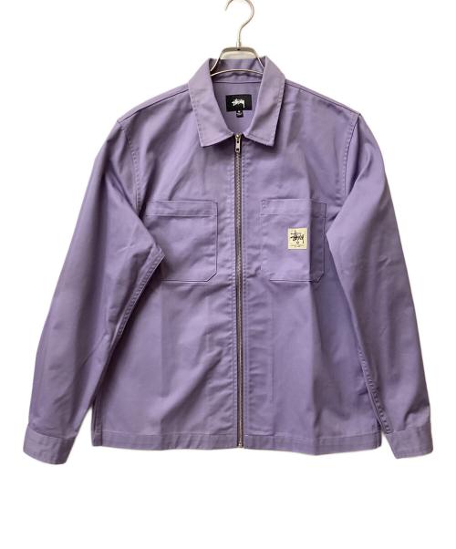 stussy（ステューシー）stussy (ステューシー) ZIP UP WORK SHIRT パープル サイズ:Mの古着・服飾アイテム