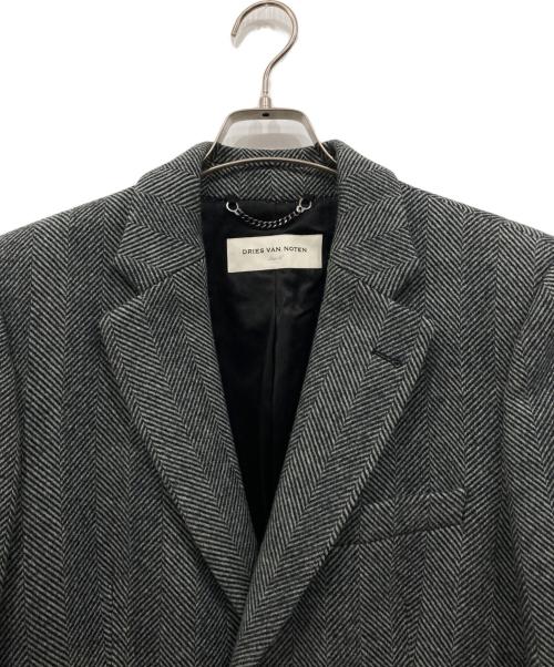 DRIES VAN NOTEN（ドリスヴァンノッテン）DRIES VAN NOTEN (ドリスヴァンノッテン) ヘリンボーンチェスターコート グレー サイズ:46の古着・服飾アイテム