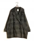 Spick and Spanスピック＆スパン）の古着「Wスライバーチェックハーフコート」｜ブラック