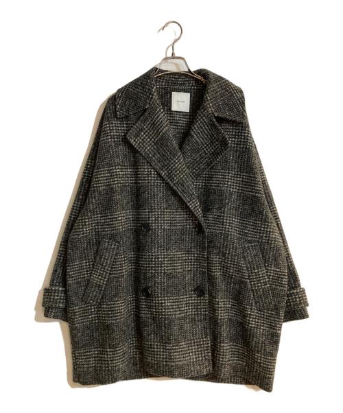 Spick and Span（スピック＆スパン）Spick and Span (スピックアンドスパン) Wスライバーチェックハーフコート ブラック サイズ:38の古着・服飾アイテム