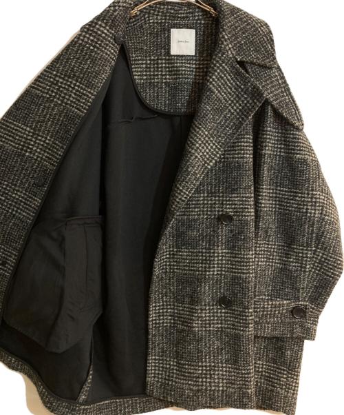 Spick and Span（スピック＆スパン）Spick and Span (スピックアンドスパン) Wスライバーチェックハーフコート ブラック サイズ:38の古着・服飾アイテム