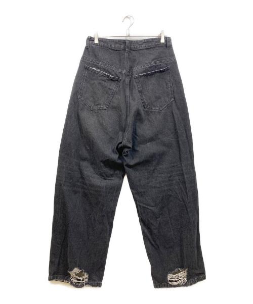 whiteland Blackburn（ホワイトランドブラックバーン）whiteland Blackburn (ホワイトランドブラックバーン) ダメージ加工ワイドデニムパンツ ブラック サイズ:Mの古着・服飾アイテム