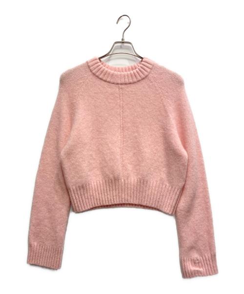 LA MAILLE SEZANE（ラ マイユ セザンヌ）LA MAILLE SEZANE (ラ マイユ セザンヌ) ベビーアルパカ混クロップドニット ピンク サイズ:Sの古着・服飾アイテム