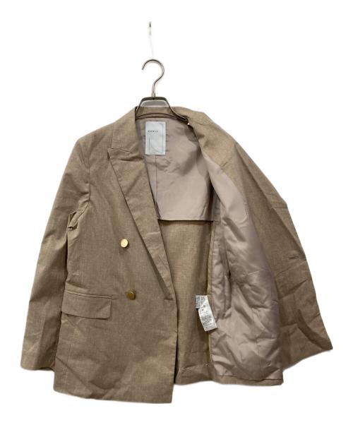 Noble（ノーブル）Noble (ノーブル) 麻ストレッチピークドラペルダブルジャケット ベージュ サイズ:36の古着・服飾アイテム