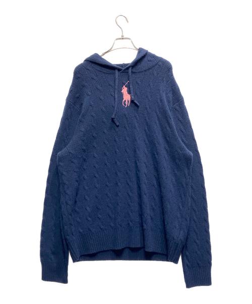 PINK PONY RALPH LAUREN（ピンク ポニー ラルフ ローレン）PINK PONY RALPH LAUREN (ピンク ポニー ラルフ ローレン) ケーブルカシミアフーデッドセーター ネイビー サイズ:XLの古着・服飾アイテム