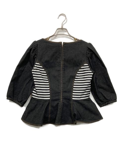 BORDRES at BALCONY（ボーダーズ アット バルコニー）BORDRES at BALCONY (ボーダーズ アット バルコニー) HEART NECK TWILL BLOUSE ネイビー サイズ:36の古着・服飾アイテム