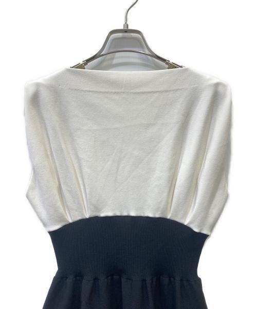 CELFORD（セルフォード）CELFORD (セルフォード) ウエストリブニットワンピース ブラック×ホワイト サイズ:36の古着・服飾アイテム