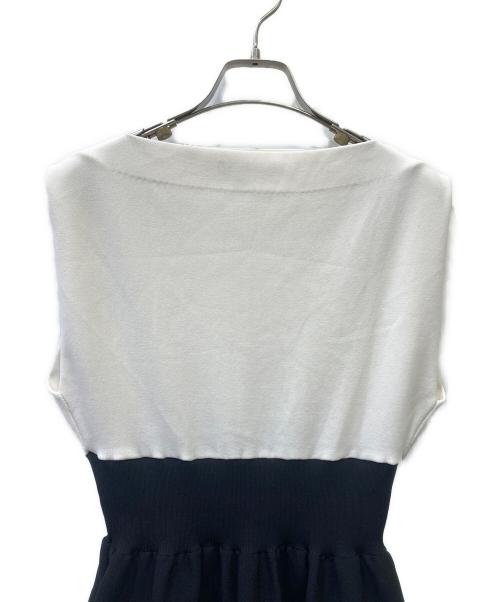 CELFORD（セルフォード）CELFORD (セルフォード) ウエストリブニットワンピース ブラック×ホワイト サイズ:36の古着・服飾アイテム