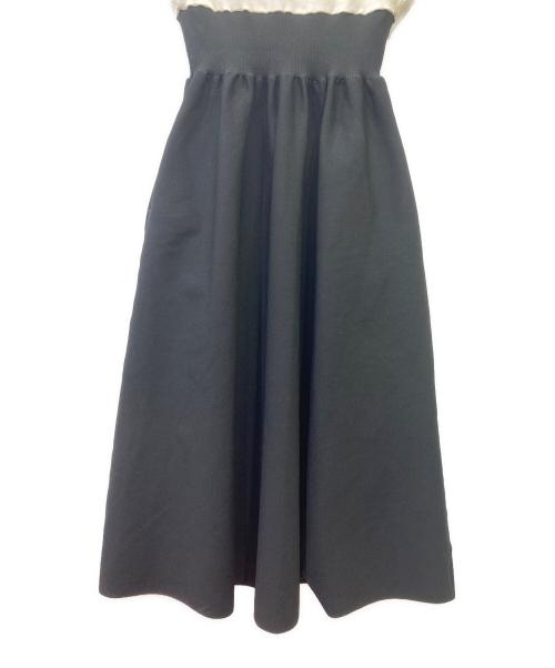 CELFORD（セルフォード）CELFORD (セルフォード) ウエストリブニットワンピース ブラック×ホワイト サイズ:36の古着・服飾アイテム