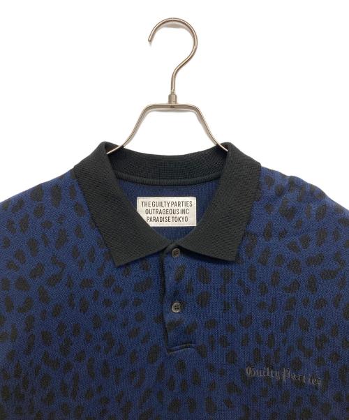 WACKO MARIA（ワコマリア）WACKO MARIA (ワコマリア) LEOPARD JACQUARD POLO SHIRT ネイビー サイズ:Sの古着・服飾アイテム