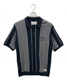 WACKO MARIA（ワコマリア）の古着「STRIPED KNIT JACQUARD POLO SHIRT / ストライプニットジャガードポロシャツ」｜ブラック×グレー