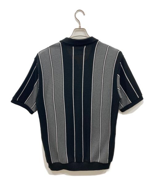 WACKO MARIA（ワコマリア）WACKO MARIA (ワコマリア) STRIPED KNIT JACQUARD POLO SHIRT / ストライプニットジャガードポロシャツ ブラック×グレー サイズ:Sの古着・服飾アイテム