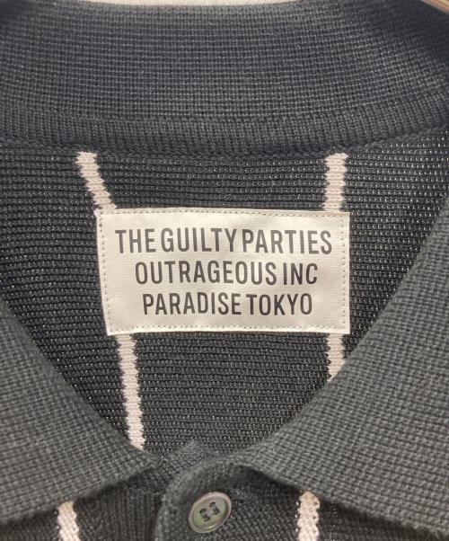 WACKO MARIA（ワコマリア）WACKO MARIA (ワコマリア) STRIPED KNIT JACQUARD POLO SHIRT / ストライプニットジャガードポロシャツ ブラック×グレー サイズ:Sの古着・服飾アイテム