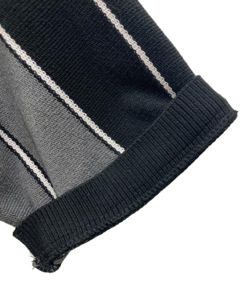 WACKO MARIA（ワコマリア）WACKO MARIA (ワコマリア) STRIPED KNIT JACQUARD POLO SHIRT / ストライプニットジャガードポロシャツ ブラック×グレー サイズ:Sの古着・服飾アイテム