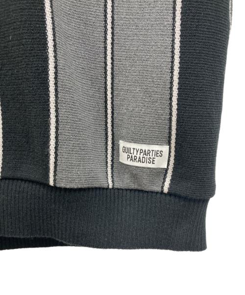 WACKO MARIA（ワコマリア）WACKO MARIA (ワコマリア) STRIPED KNIT JACQUARD POLO SHIRT / ストライプニットジャガードポロシャツ ブラック×グレー サイズ:Sの古着・服飾アイテム