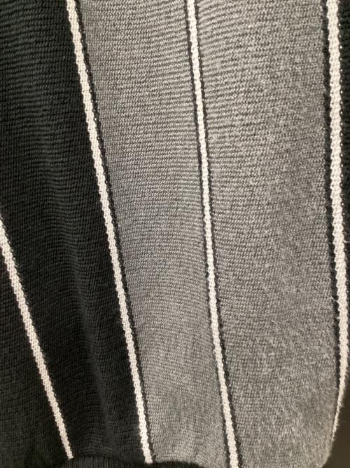 WACKO MARIA（ワコマリア）WACKO MARIA (ワコマリア) STRIPED KNIT JACQUARD POLO SHIRT / ストライプニットジャガードポロシャツ ブラック×グレー サイズ:Sの古着・服飾アイテム