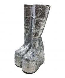 demonia（デモニア）の古着「厚底グリッターロングブーツ」｜シルバー