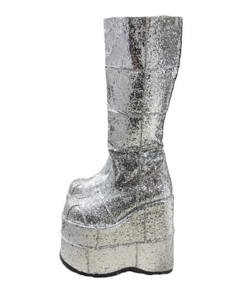 demonia（デモニア）DEMONIA (デモニア) 厚底グリッターロングブーツ シルバー サイズ:37の古着・服飾アイテム