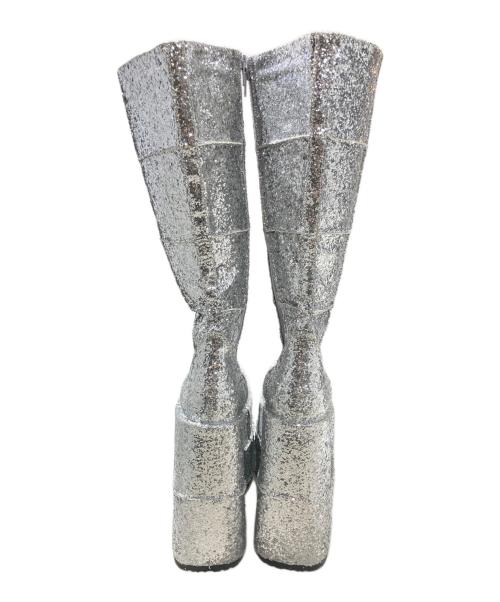 demonia（デモニア）DEMONIA (デモニア) 厚底グリッターロングブーツ シルバー サイズ:37の古着・服飾アイテム