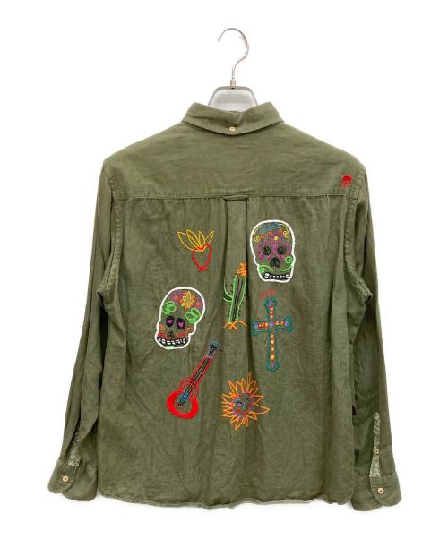 河谷シャツ（カワタニシャツ）河谷シャツ (カワタニシャツ) リネンシャツ カーキ サイズ:Mの古着・服飾アイテム