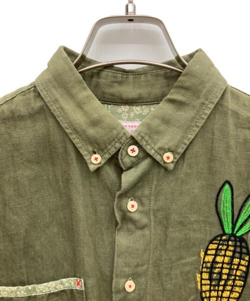 河谷シャツ（カワタニシャツ）河谷シャツ (カワタニシャツ) リネンシャツ カーキ サイズ:Mの古着・服飾アイテム