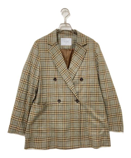 SLOBE IENA（スローブ イエナ）SLOBE IENA (スローブ イエナ) チェックブレザージャケット ブラウン サイズ:38の古着・服飾アイテム