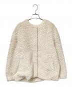 green label relaxingグリーンレーベルリラクシング）の古着「ノーカラー ボア ブルゾン」｜アイボリー