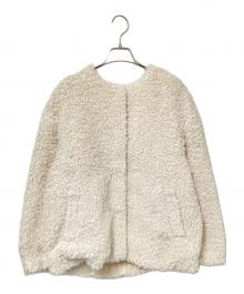 green label relaxing（グリーンレーベルリラクシング）の古着「ノーカラー ボア ブルゾン」｜アイボリー