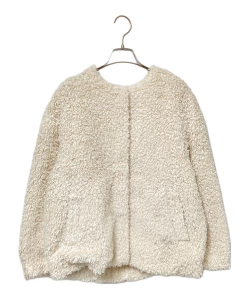 green label relaxing（グリーンレーベルリラクシング）green label relaxing (グリーンレーベルリラクシング) ノーカラー ボア ブルゾン アイボリー サイズ:Fの古着・服飾アイテム