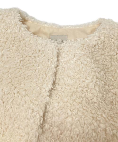 green label relaxing（グリーンレーベルリラクシング）green label relaxing (グリーンレーベルリラクシング) ノーカラー ボア ブルゾン アイボリー サイズ:Fの古着・服飾アイテム