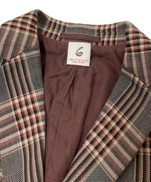 6(ROKU) BEAUTY&YOUTH（ロク ビューティーアンドユース）6(ROKU) BEAUTY&YOUTH (ロク ビューティーアンドユース) CHECK SET UP JACKET ブラウン サイズ:36の古着・服飾アイテム