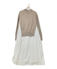 ENFOLD（エンフォルド）の古着「ニットレイヤードフレアコンビドレス」｜ブラウン×ホワイト