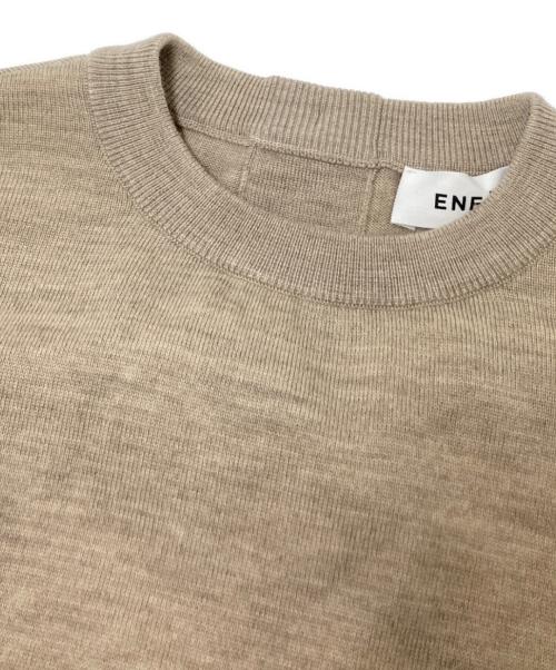 ENFOLD（エンフォルド）ENFOLD (エンフォルド) ニットレイヤードフレアコンビドレス ブラウン×ホワイト サイズ:38の古着・服飾アイテム