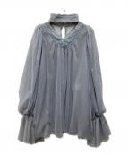 Belle vintageベル ヴィンテージ）の古着「レースチョーカーブラウス」｜ブルー