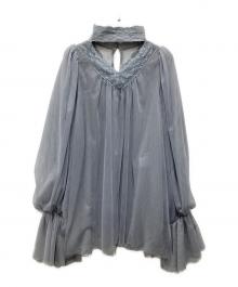 Belle vintage（ベル ヴィンテージ）の古着「レースチョーカーブラウス」｜ブルー