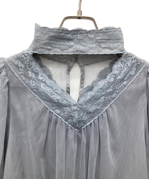 Belle vintage（ベル ヴィンテージ）belle vintage (ベル ヴィンテージ) レースチョーカーブラウス ブルー サイズ:Fの古着・服飾アイテム