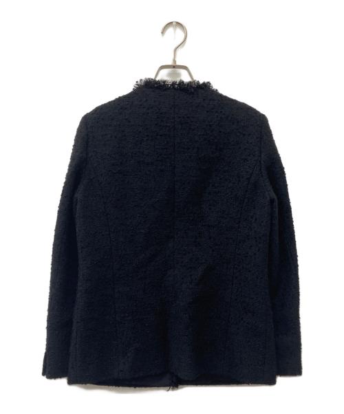 ANAYI（アナイ）ANAYI (アナイ) スラブツィードクルーロングジャケット ブラック サイズ:38の古着・服飾アイテム