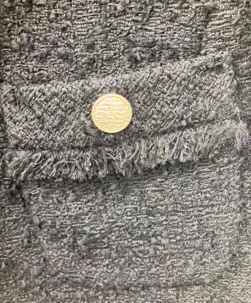 ANAYI（アナイ）ANAYI (アナイ) スラブツィードクルーロングジャケット ブラック サイズ:38の古着・服飾アイテム