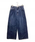 IENAイエナ）の古着「エコデニムワイドタックバギーパンツ」｜ブルー