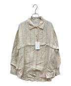 6(ROKU) BEAUTY&YOUTHロク ビューティーアンドユース）の古着「ASA RAYON SILK CHECK SHIRT　麻レーヨンシルクチェックシャツ」｜ベージュ