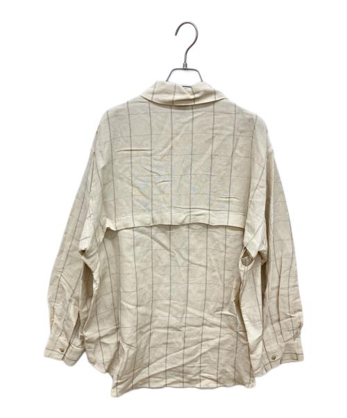 6(ROKU) BEAUTY&YOUTH（ロク ビューティーアンドユース）6(ROKU) BEAUTY&YOUTH (ロク ビューティーアンドユース) ASA RAYON SILK CHECK SHIRT　麻レーヨンシルクチェックシャツ ベージュ サイズ:38 未使用品の古着・服飾アイテム