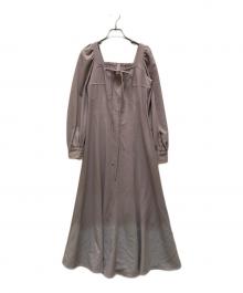 And Couture（アンドクチュール）の古着「クロスネック配色ステッチワンピース」｜ピンクベージュ